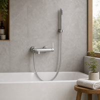 Ensemble de mitigeur de bain et de douche en acier inoxydable 304 résistant à la corrosion, sans plomb, durable, finition brossée, avec douchette à main