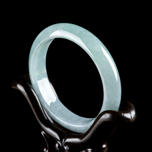 Brazalete de Jadeíta Natural de Myanmar, Verde Claro, Redondo, para Niños, Diseño Auspicioso, Plata de Primera Calidad - Product Image 1