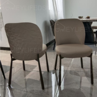 Chaise de salle à manger moderne en cuir PU avec pieds en métal, dossier haut, chaise d'appoint rembourrée pour restaurant, mobilier d'hôtel