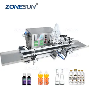 ZONESUN自动台式CNC蠕动泵液体灌装机，带输送机，用于香水灌装机水灌装机