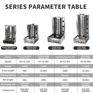 Grill à shawarma de style commercial, four vertical à kebab et shawarma, petit modèle HY-CG-25A, mini-grill à kebab - Product Image 4