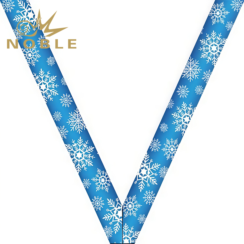 Customized Snowflake Sateen Neck Ribbon Sport Sublimated Neck Ribbon for Medals