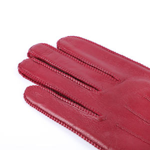 Hot Sale Echte Schafs haut riemen Manschette Leder handschuhe für Frauen Red Party Fashion Kleid Long Elbow für Casual Wintersport - Product Image 5