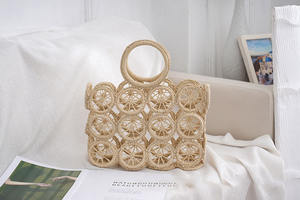 Bohemia estilo Bali Color caramelo hueco tejido playa cesta bolso verano viaje Vintage señora novedad rueda cuadrado embrague - Product Image 3