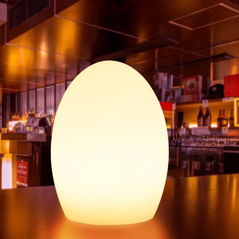 사용자 정의 장식 계란 모양 16 RGB LED 조명 PE 원격 플라스틱 충전식 테이블 램프