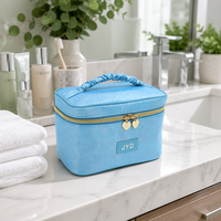 Grande trousse de maquillage de voyage en PU pailleté pour femmes et filles, avec fermeture éclair et poignée, boîte de rangement pour articles de toilette et beauté