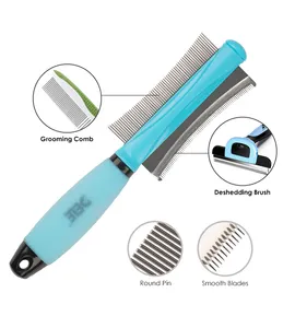 Russie Offre Spéciale Double Face Silicone Pet Toilettage Chien Peigne Deshedding Outil pour Chien et Chat