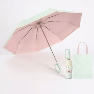 Paraguas Plegable Manual de 5 Secciones con Anillo de Sujeción, Doble Uso, Protección Solar y UV, Compacto, Color Macaron, Personalizable - Product Image 3
