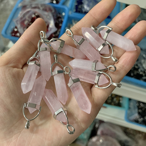 Pierre Naturelle Quartz Hexagonal Agate Balle Pendule Cristal Pendentif Collier pour Femmes et Hommes Chaîne en Acier Inoxydable - Product Image 2