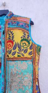 Chaqueta de verano bordada Khambadiya hecha a mano hermoso estilo de moda informal con cuello levantado y sin mangas para exteriores - Product Image 3