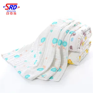 Biểu Tượng Tùy Chỉnh 100% Cotton Hữu Cơ Tre Muslin Gạc Mới Bé Bọc Trẻ Con Bằng Tả Chăn Đặt Miệng Tắm Khăn