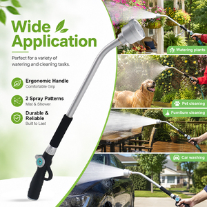 Varilla de Riego para Jardín SUNSHINE con 2 Cabezales de Pulverización Intercambiables, Rociador de Niebla, Manguera Curva de 24'' de Largo Alcance, Control de Flujo con el Pulgar - Product Image 4