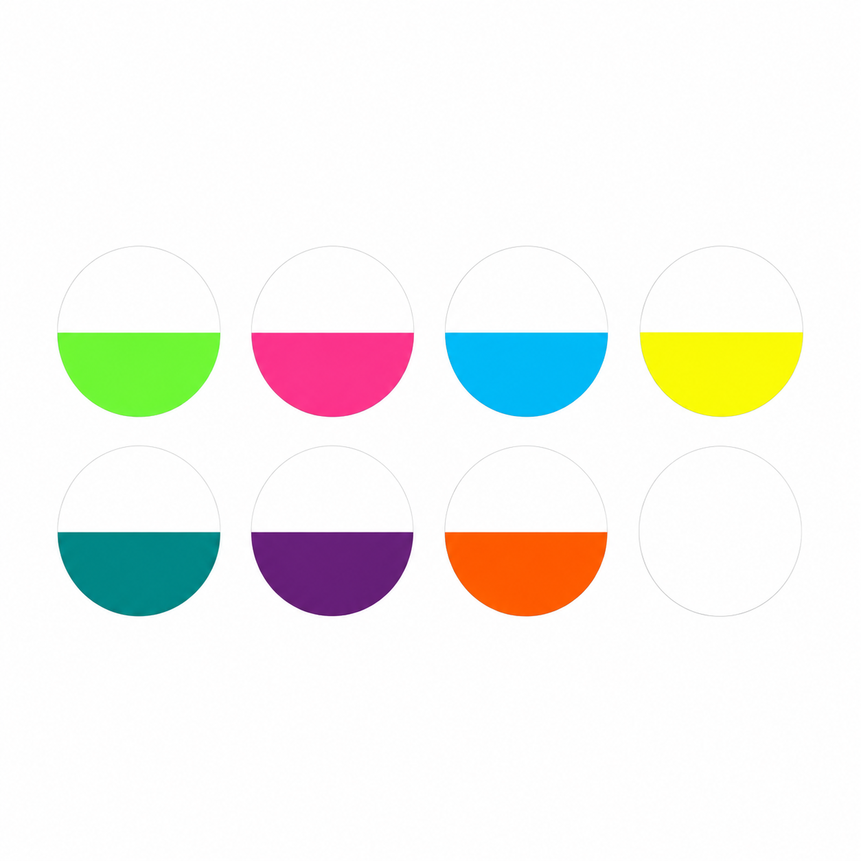 Ensemble de 8 ronds fluorescents bicolores