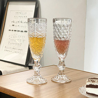 Verre à vin à pied en verre taillé diamant, style vintage, gaufré, sans plomb, ensemble de verres à vin, logo personnalisé, vente en gros pour mariage, bar, fête