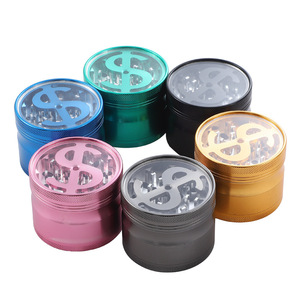 Grinder per Erbe in Alluminio CNC a 4 Pezzi da 63mm con Finestra Trasparente - Macinino per Tabacco e Spezie con Rivestimento per Alimenti e Logo Personalizzato - Product Image 1