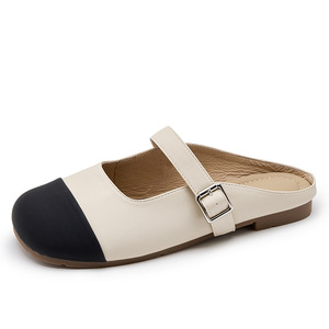 Nouvelles Chaussures Décontractées pour Femmes en Cuir Fait Main de Haute Qualité, Style 2026, Sandales Plates Bicolores - Product Image 1