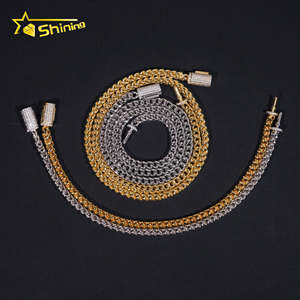빠른 배송 힙합 주얼리 남녀 초커 목걸이 패션 도금 <span class=keywords><strong>4MM</strong></span> 스테인리스 스틸 모이사나이트 로프 체인 - Product Image 3