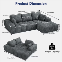 Canapé modulaire en tissu chenille 101 pouces, convertible, pour usage scolaire, sans assemblage
