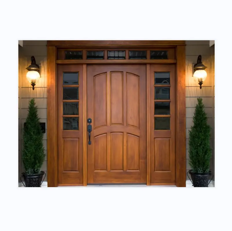 Kunden spezifische High-End-Außentür Seiten lichter & hübsche Fenster Hartholz moderne äußere Holztür für Villa Home