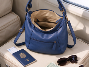 <b>Navy</b> Blue Shoulder Bag Multiple Zipper Pockets Adjustable Detachable Strap Large Capacity Daily Women <b>Handbag</b> - Product Image 3