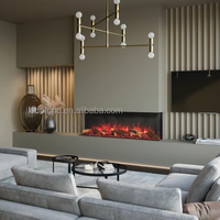 Cheminée électrique LED 5D de 40/50/60/70/80 pouces, 3 faces, avec cristaux de bois DIY, en acier, télécommande, verre miroir, facile à installer pour la maison et l'hôtel