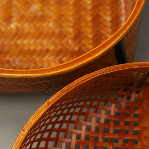 <b>Bamboo</b> woven lacquer snack <b>basket</b>, small fruit plate, tea tray, household fruit <b>basket</b>, dessert <b>basket</b>, Chinese tea set storage - Product Image 4