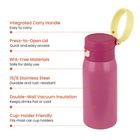 Bouteille d'eau isotherme à double paroi sans BPA, couleur personnalisée, avec couvercle à ouverture par pression, en acier inoxydable 304