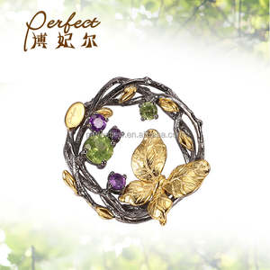 이탈리아 골든 버터플라이 925 스털링 실버 블랙 골드 도금 반지 (패션 소녀용) - Product Image 2