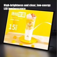 Boîte à lumière LED Bincheng A4 en aluminium, économe en énergie, pour intérieur/extérieur, design ultra-plat mural, noir/argent, publicité de menus
