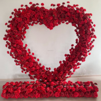Hochzeit Hintergrund Bühne Valentinstag Dekorationen Heirats antrag Rote Rosen Künstliche Blumen Herz Bogen Hintergrund