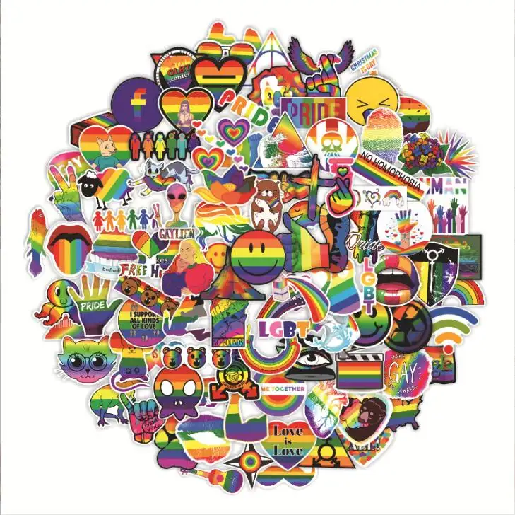 Cheap stock 100 PCS lgbt Adesivos Pack Gay Pride Adesivos para Windows Caminhões Carros e Laptops Decoração