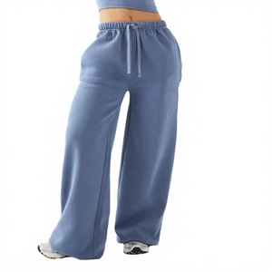 Pantalones Jogger de Algodón para Hombre, Estilo Hip Hop, Pierna Ancha, Transpirables, con Cordón Elástico, Casuales, Azules, Lisos, de Felpa Mediana, Tejido de Punto - Product Image 1