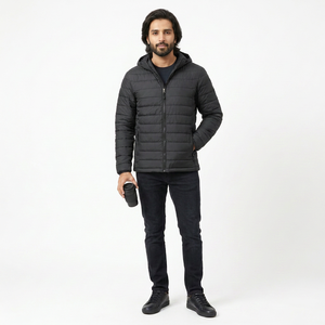 2025 Winter <b>Warm</b> Windproof Canvas Stand Collar Front Logo Puffer <b>Jacket</b> <b>Men</b> Streetwear Padded Coats Cotton Filled - Product Image 1