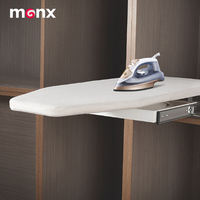 Planche à repasser escamotable et rotative avec rail coulissant à fermeture douce intégré dans l'armoire, organisateur de vêtements pour la repassage