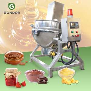 Marmite industrielle électrique à vapeur double en acier inoxydable pour lait, confiture et sucre, avec agitateur - Product Image 1