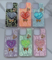 Étui de téléphone en TPU DIY avec miroir en forme de cœur papillon en strass scintillant pour iPhone Tecno Infinix Itel