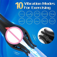 3-in-1 USB-Aufladbarer 10-Frequenz-Vibrations-Silikon-Penis-Trainer Massagegerät Masturbationshilfe Männer-Sexspielzeug