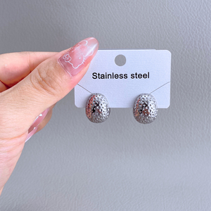 Pendientes de oro de acero inoxidable 316L Chapado en PVD de 18K, pendientes impermeables con textura de Metal para mujer - Product Image 5