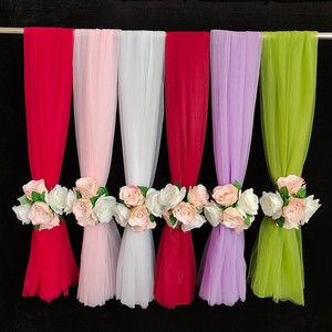 Rideaux en voile pour décoration de mariage, rideaux transparents romantiques et colorés, toile de fond fluide en gaze pour décoration de fête de mariage - Product Image 2
