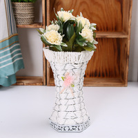 Vase pastoral européen en rotin en fer forgé panier de fleurs artificielles vase à arrangement de fleurs