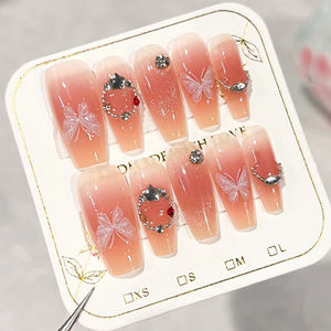 Hochwertige Dicke Acryl 10 Stück Handbemalte Aufklebenägel Handgefertigte Künstliche Nägel Quadratische Nagelkunst Salon Individuelles Design Einfach Anzubringen - Product Image 2