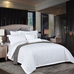 Chất lượng cao 100% cotton 400TC Nữ Hoàng Kích thước tấm Ga Trải Giường Bộ Sọc khách sạn Duvet cover bộ đồ giường đặt - Product Image 3