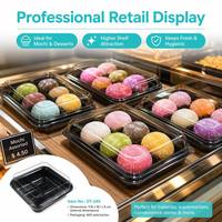 Boîte en plastique PET transparente jetable à 6 compartiments carrés pour l'emballage de collations saines et de pain, boîte de conservation pour mochi, biscuits, macarons