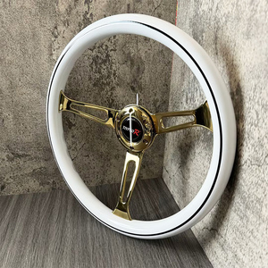 High Quality Universal Customized Gold <b>Brackets</b> <b>White</b> ABS Steering Wheel Sport Steering Wheel Racing Steering Wheel - Product Image 3