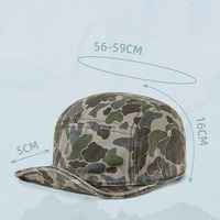 Casquette de baseball vintage 5 panneaux à visière souple pour homme, personnalisée, à bord plat et souple, en Ripstop camouflage, pour le sport, le trail et le camping