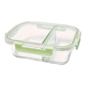 Contenedor hermético de cristal de doble compartimento, apto para alimentos, ideal para conservar la frescura y organizar la despensa. - Product Image 1