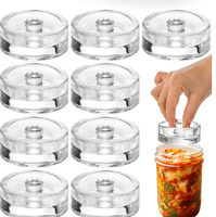 Poids de fermentation en verre avec poignée ergonomique pour bocaux Mason à large ouverture, poids en verre pour cornichons et chou sauvage
