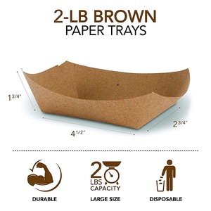 Plateau de pâtes en papier kraft, emballage en carton bon marché, plateau à usage unique <span class=keywords><strong>pour</strong></span> barbecue, <span class=keywords><strong>pour</strong></span> les aliments, étanche à l'<span class=keywords><strong>eau</strong></span> - Product Image 2