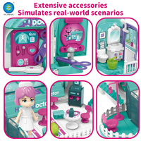 Ensemble de jouets éducatifs en plastique 3-en-1 pour enfants, kit de jeu de docteur avec sac à dos, trousse médicale et jeu d'imitation double face - Certifié EN71 ASTM