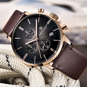 Reloj de Cuarzo para Hombre Berjani, Cronógrafo Analógico, Caja de Acero Inoxidable de 14 mm, Correa de Cuero, Resistente al Agua 30M - Product Image 2